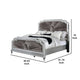 Xan Cal. King Bed | Silver Wood | Gray Pleated Velvet Upholstery BM342616