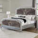 Xan Cal. King Bed | Silver Wood | Gray Pleated Velvet Upholstery BM342616