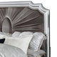 Xan King Bed | Silver Wood | Gray Pleated Velvet Upholstery BM342617