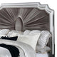 Xan Queen Bed | Silver Wood | Gray Pleated Velvet Upholstery BM342618