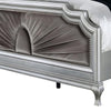 Xan Queen Bed | Silver Wood | Gray Pleated Velvet Upholstery BM342618