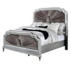 Xan Queen Bed | Silver Wood | Gray Pleated Velvet Upholstery BM342618