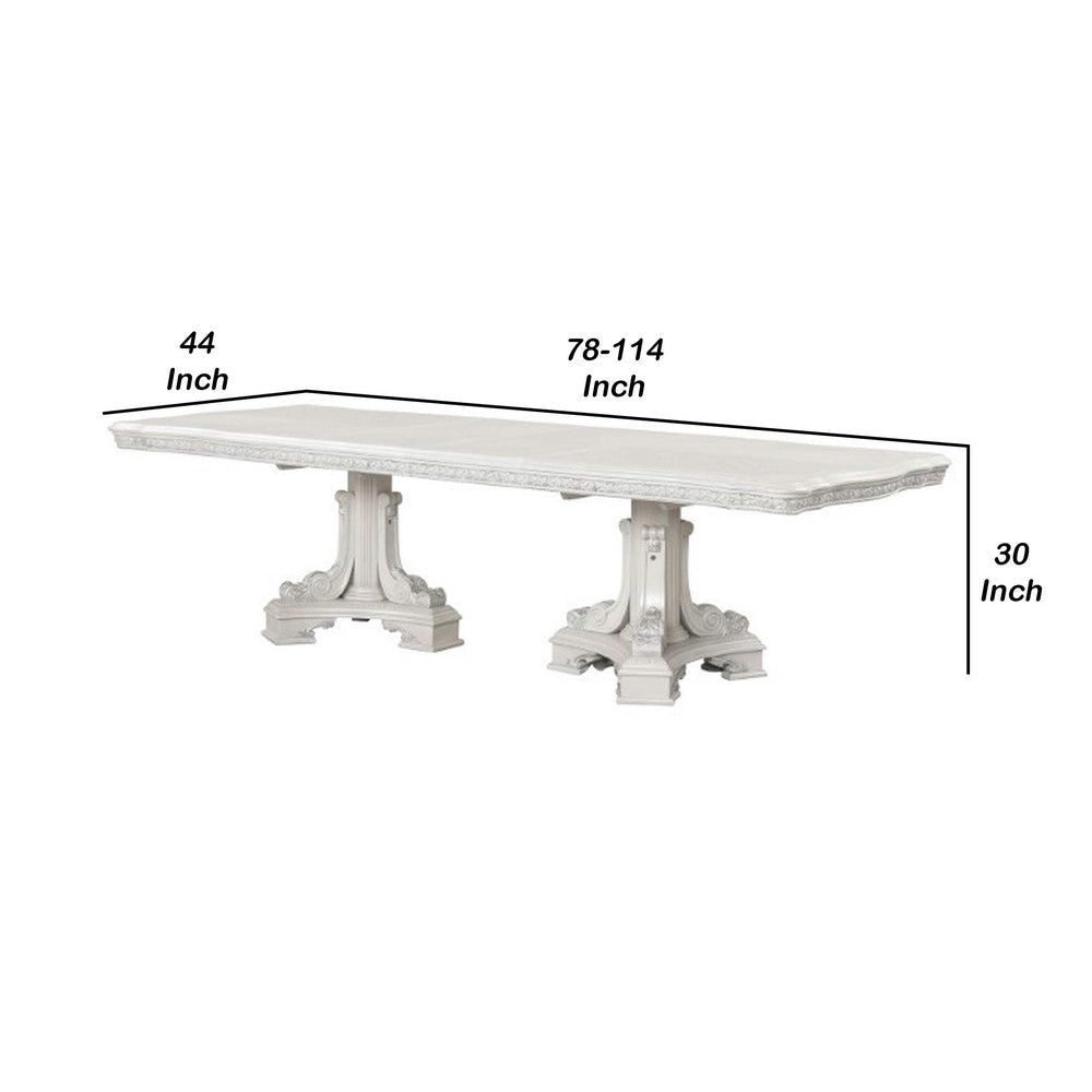 Miamy Dining Table | 78-114’’ Extendable 6-12 Seater | Ivory Pedestal Base BM342619