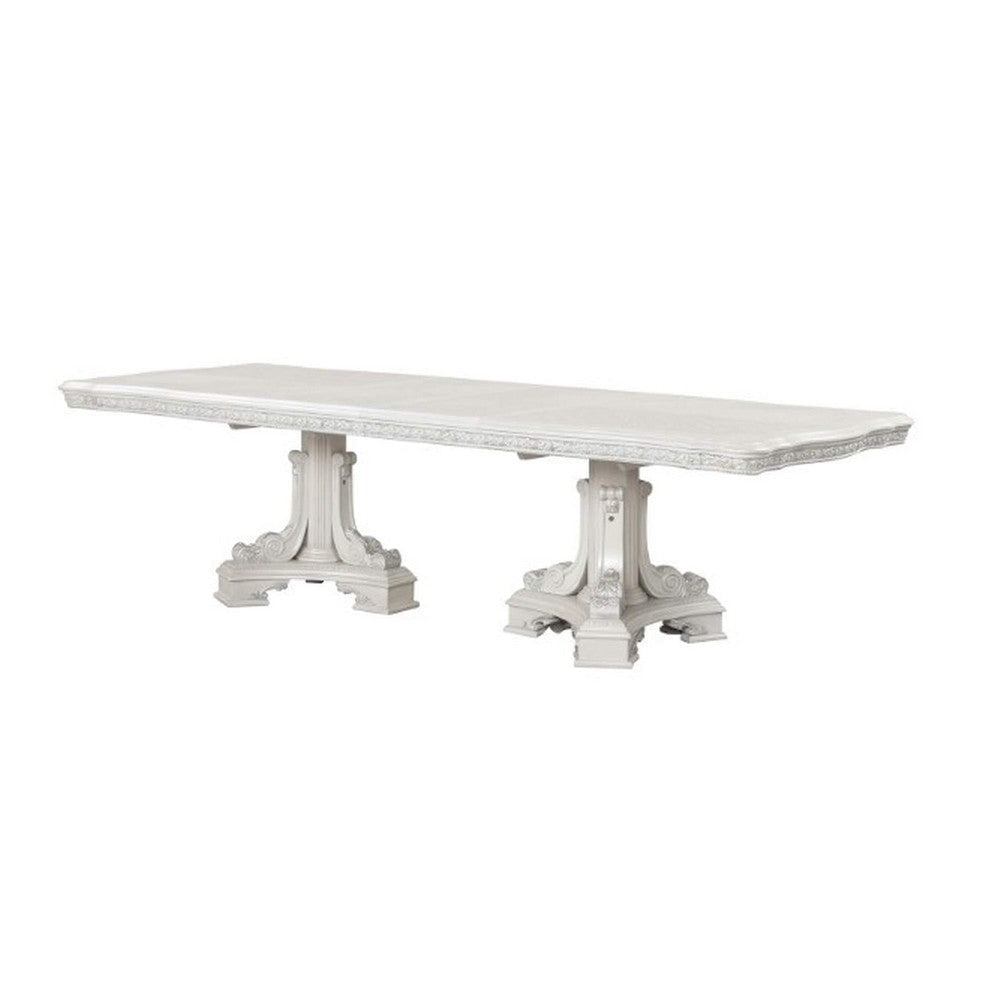 Miamy Dining Table | 78-114" Extendable 6-12 Seater | Ivory Pedestal Base