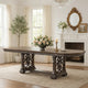 Naddy Dining Table | 80-112" Extendable Top | Dark Brown Floral Motifs