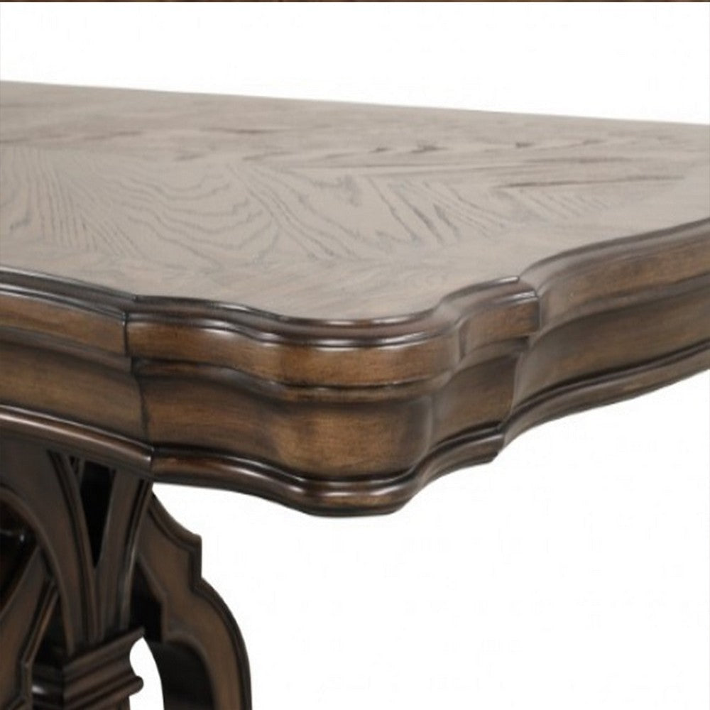 Leova Dining Table | 80-114’’ Extendable Top | Dark Brown Corbel Base BM342621