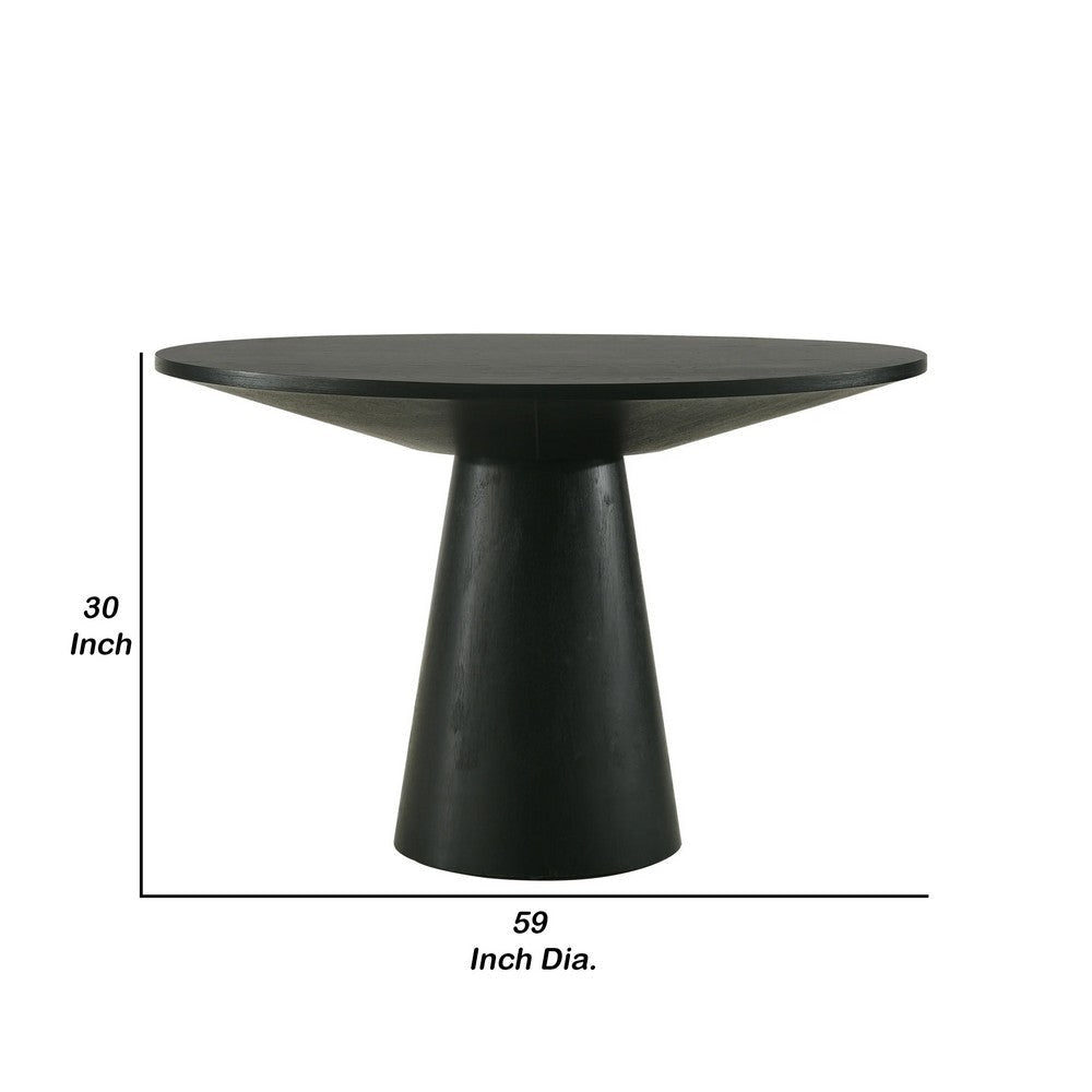 Toty Dining Table | 59’’ Round Top | Modern Cone Pedestal Base | Black BM342622