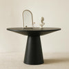 Toty Dining Table | 59" Round Top | Modern Cone Pedestal Base | Black