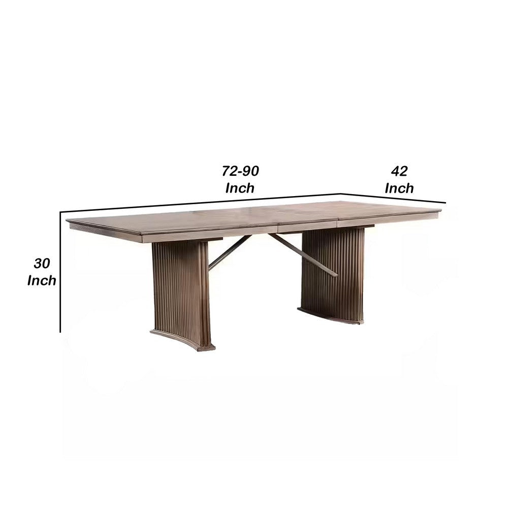 Elles Dining Table | 72-90’’ Extendable Top | Fluted Base | Natural Brown BM342623