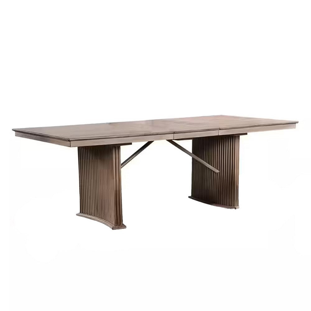 Elles Dining Table | 72-90" Extendable Top | Fluted Base | Natural Brown