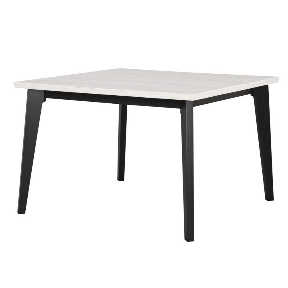 Soa Counter Height Table | 54" Square White Marble Top | Black Legs