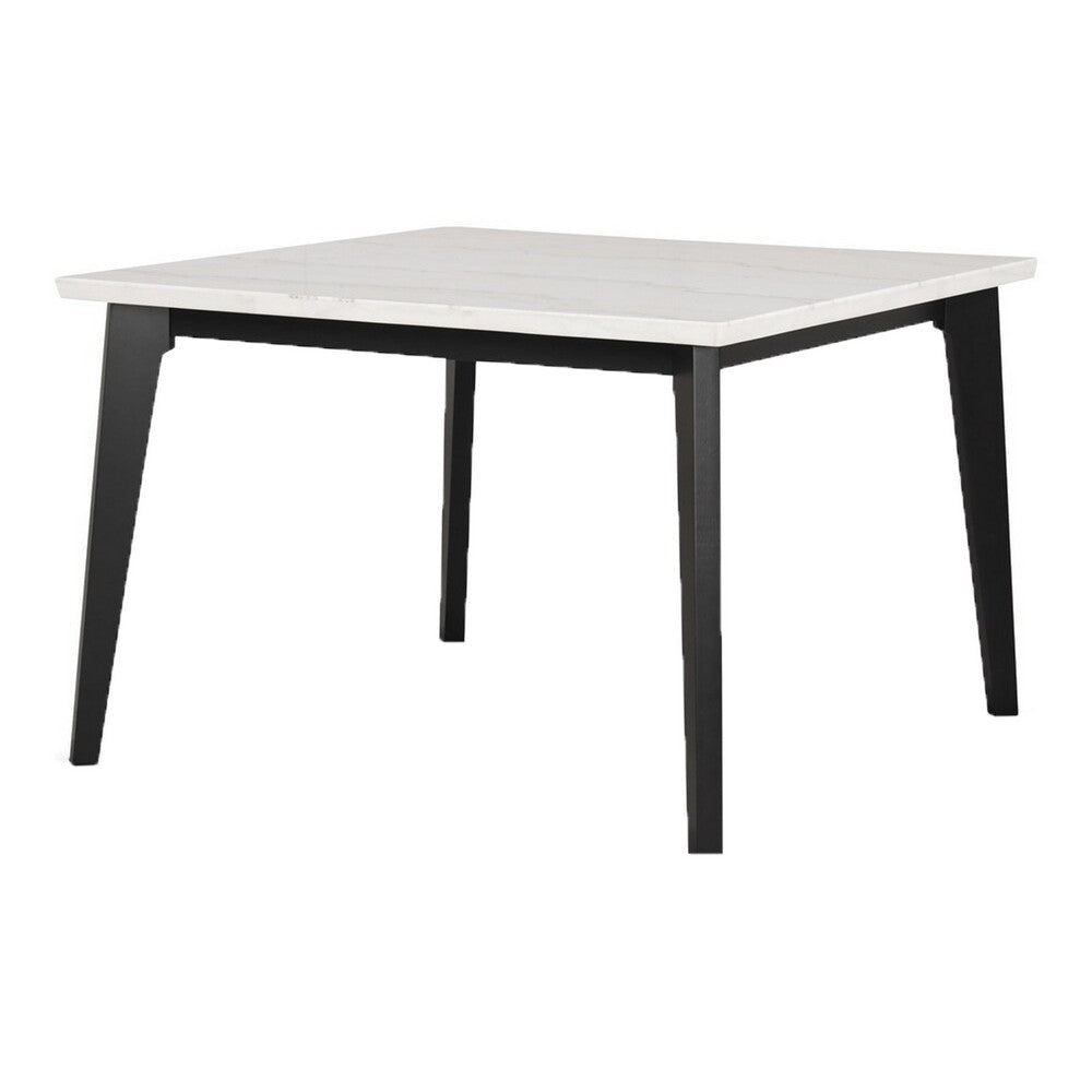Soa Dining Table | 54" Square White Marble Top | Black Legs