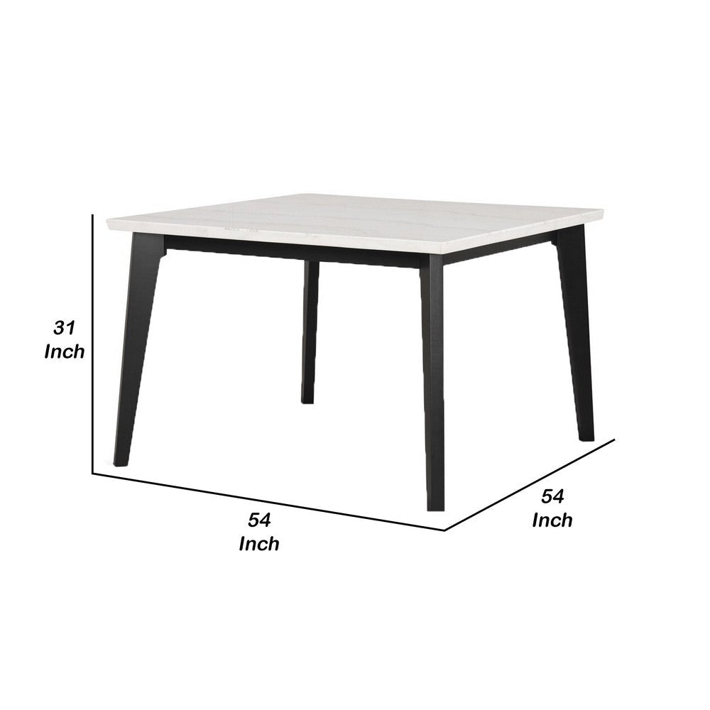 Soa Dining Table | 54’’ Square White Marble Top | Black Legs BM342625