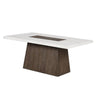 Asten Dining Table | 70" White Marble Top | Walnut Brown Plinth Base
