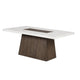 Asten Dining Table | 70" White Marble Top | Walnut Brown Plinth Base