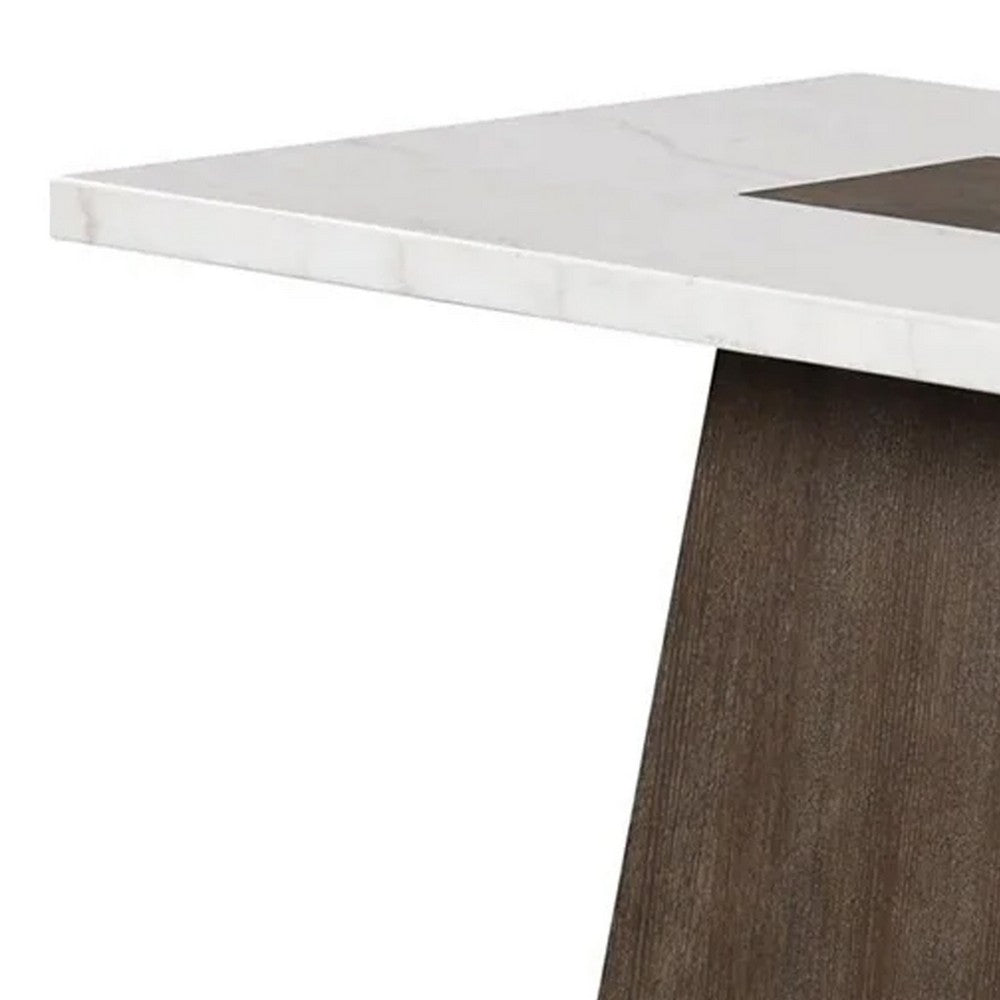 Asten Dining Table | 70" White Marble Top | Walnut Brown Plinth Base