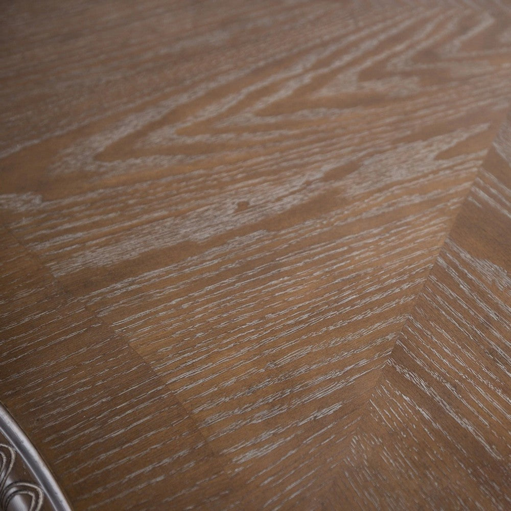 Hama Dining Table | 108’’ Top w Scrolled Pedestal Base | Oak Brown BM342628