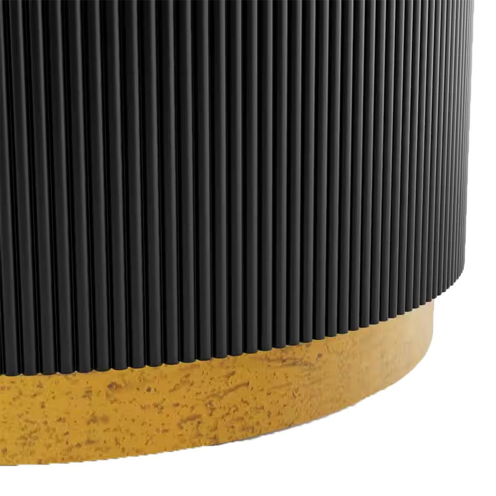 Voa Dining Table | 54’’ Round | White Marble Top | Black Reeded Base BM342629