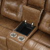Kius Manual Recliner Sectional Sofa | Console | Tufted Brown Faux Leather BM342630