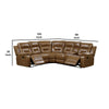 Kius Manual Recliner Sectional Sofa | Console | Tufted Brown Faux Leather BM342630