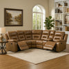 Kius Manual Recliner Sectional Sofa | Console | Tufted Brown Faux Leather