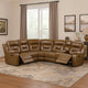 Kius Manual Recliner Sectional Sofa | Console | Tufted Brown Faux Leather