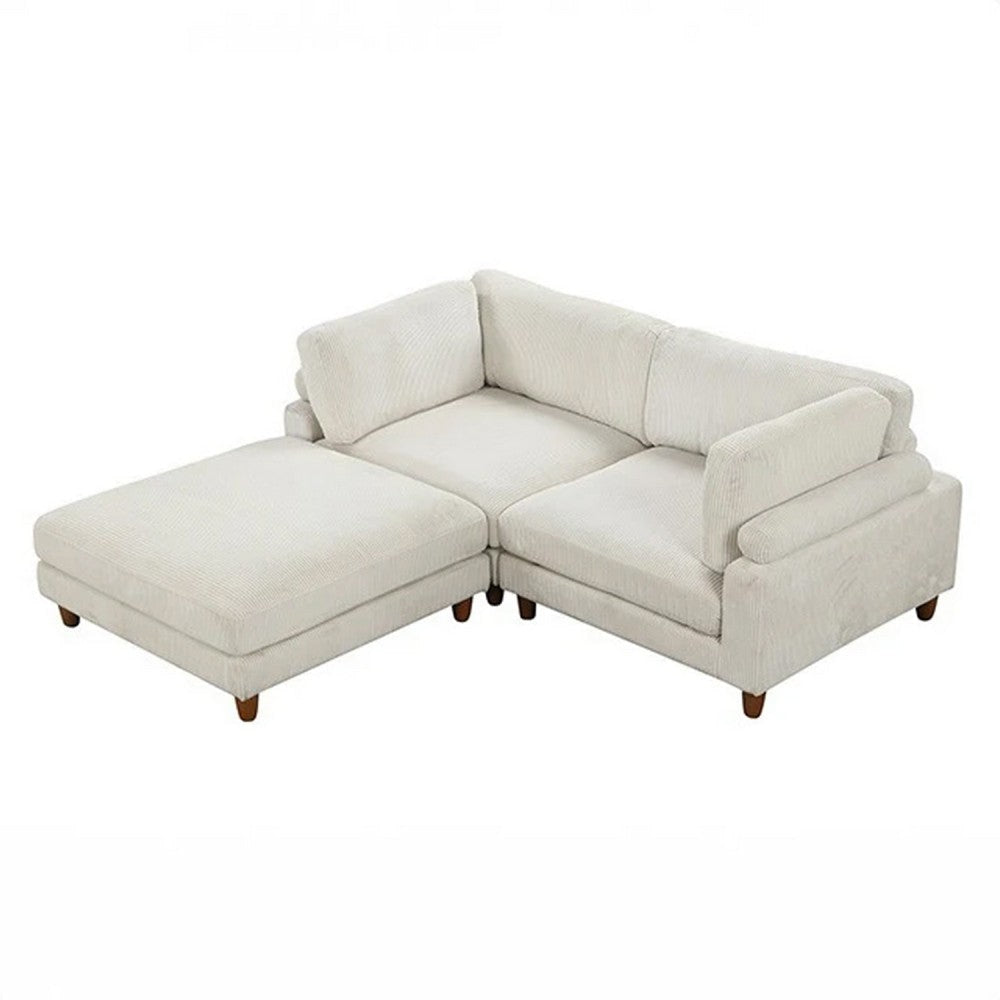 Fera Modular Sectional Sofa w Adjustable Back in Beige Corduroy | 89’’ BM342631