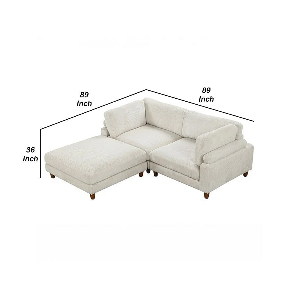 Fera Modular Sectional Sofa w Adjustable Back in Beige Corduroy | 89’’ BM342631