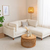 Fera Modular Sectional Sofa w Adjustable Back in Beige Corduroy | 89"