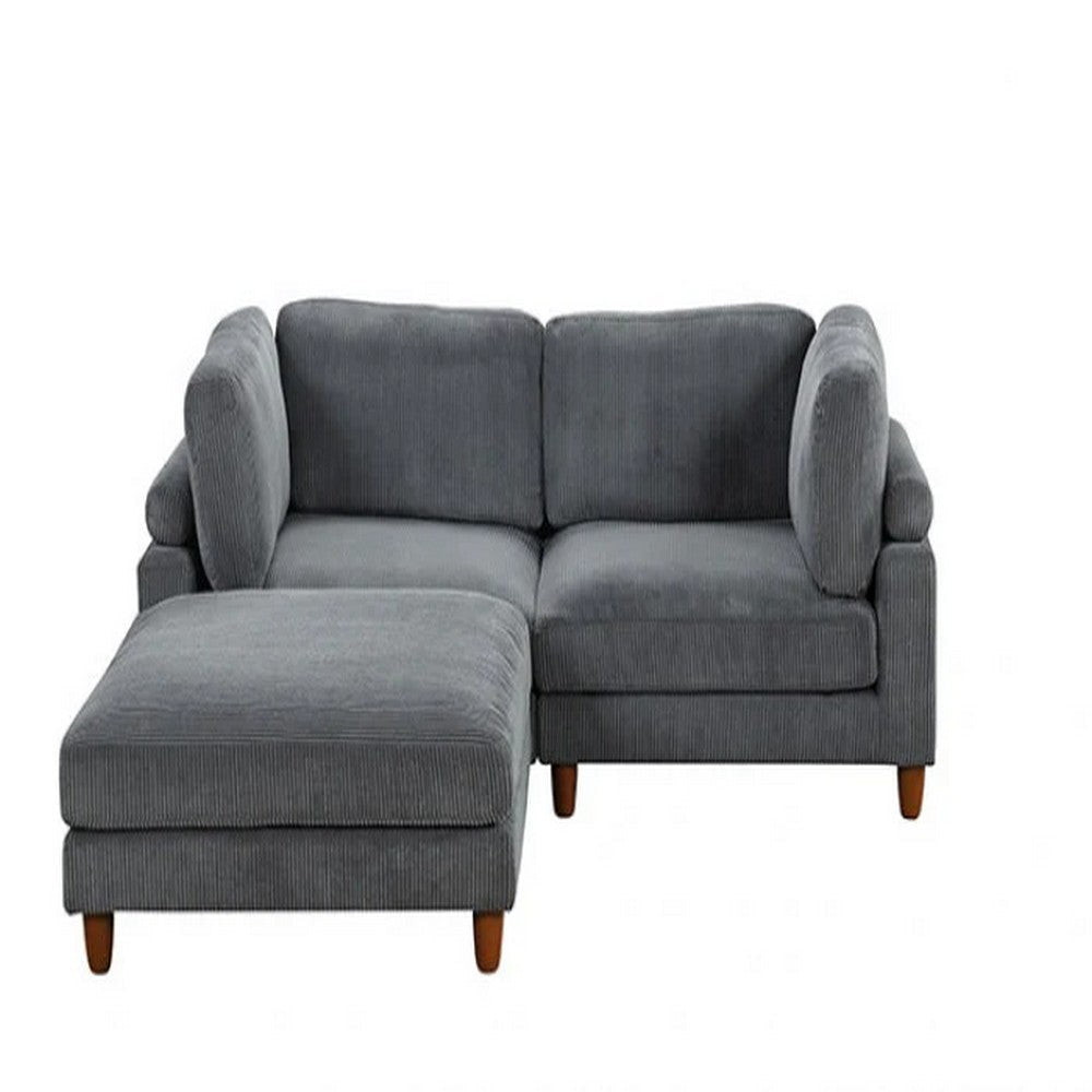 Fera Modular Sectional Sofa w Adjustable Back in Gray Corduroy | 89’’ BM342632