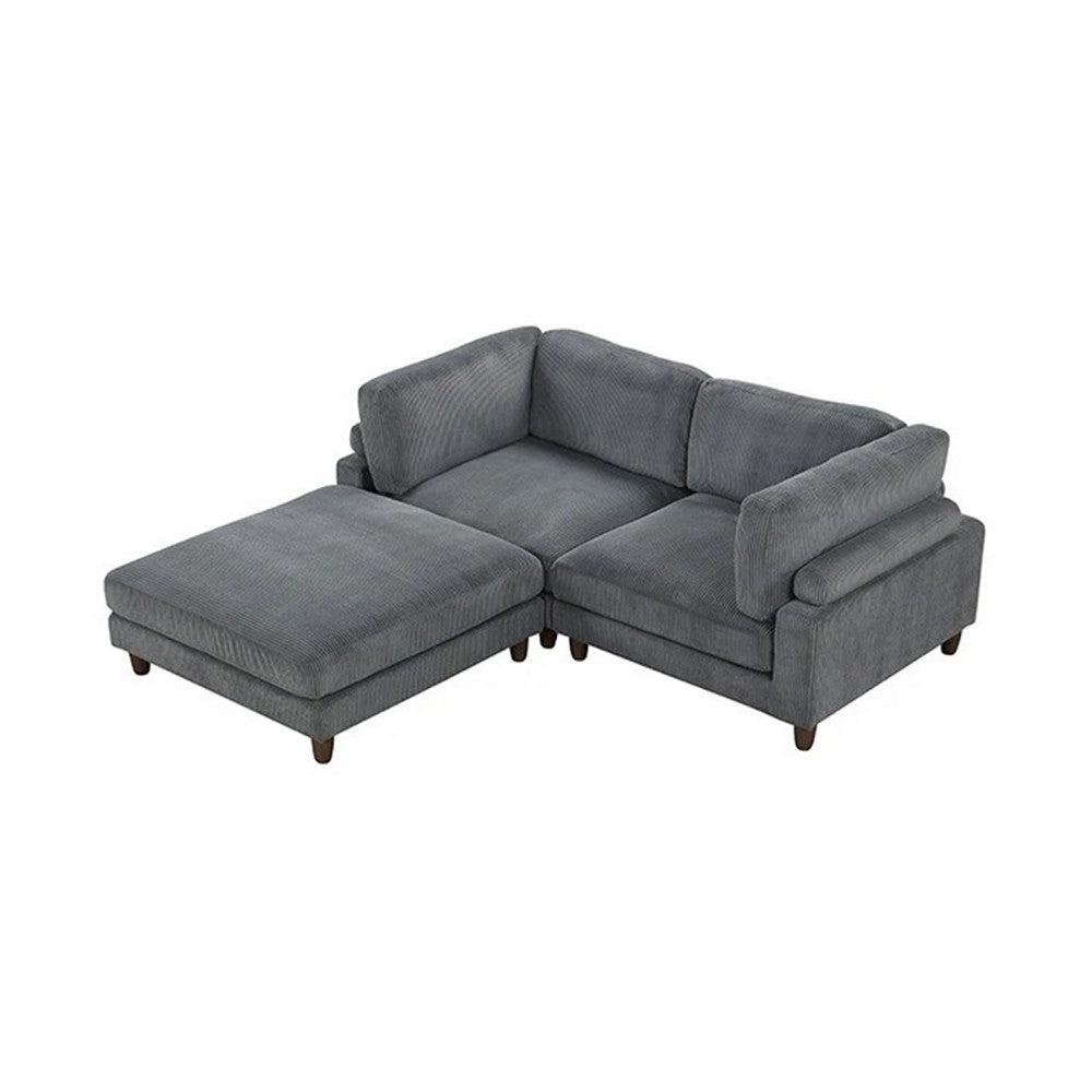 Fera Modular Sectional Sofa w Adjustable Back in Gray Corduroy | 89’’ BM342632