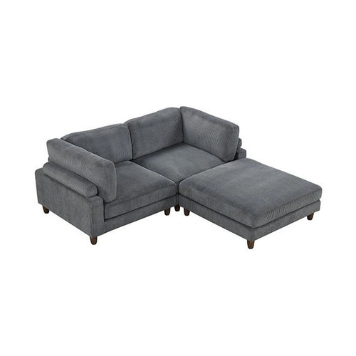 Fera Modular Sectional Sofa w Adjustable Back in Gray Corduroy | 89"