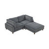 Fera Modular Sectional Sofa w Adjustable Back in Gray Corduroy | 89"