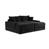 Teya Double Chaise Sofa | 2 Pillows | Black Chenille Upholstery | 94"