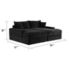 Teya Double Chaise Sofa | 2 Pillows | Black Chenille Upholstery | 94’’ BM342633