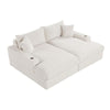Teya Double Chaise Sofa | 2 Pillows | White Chenille Upholstery | 94’’ BM342634
