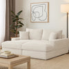 Teya Double Chaise Sofa | 2 Pillows | White Chenille Upholstery | 94"