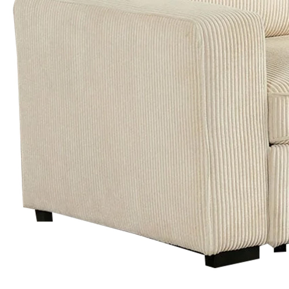 Seya Sleeper L Sectional Sofa | Storage Chaise | Beige Corduroy | 93’’ BM342635