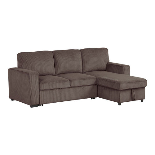 Seya Sleeper L Sectional Sofa | Storage Chaise | Brown Corduroy | 93"