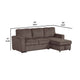 Seya Sleeper L Sectional Sofa | Storage Chaise | Brown Corduroy | 93’’ BM342636