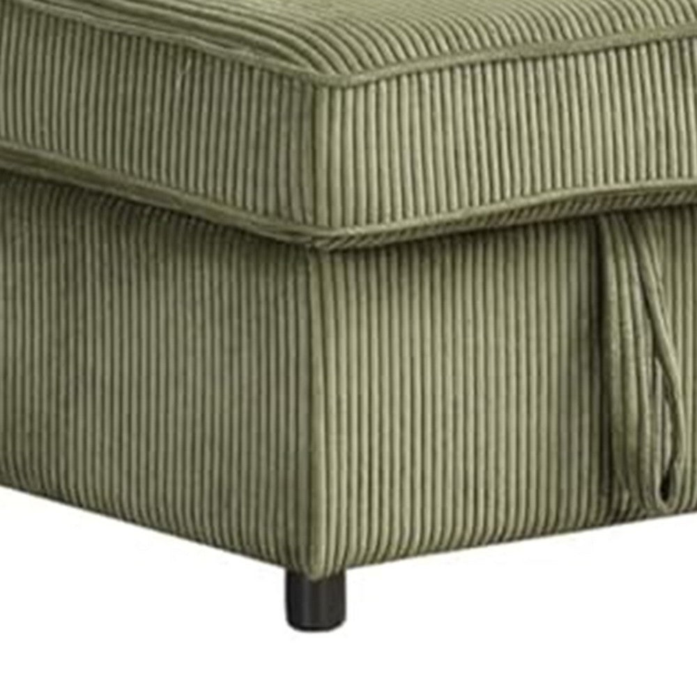Seya Sleeper L Sectional Sofa | Storage Chaise | Green Corduroy | 93"