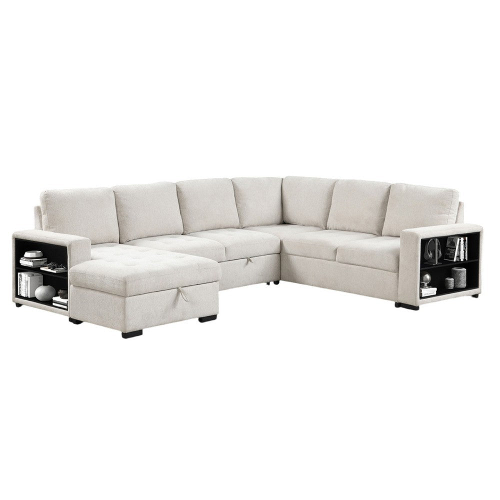 Stila Sleeper Sectional Sofa w Storage Chaise | 128’’ Beige BM342638