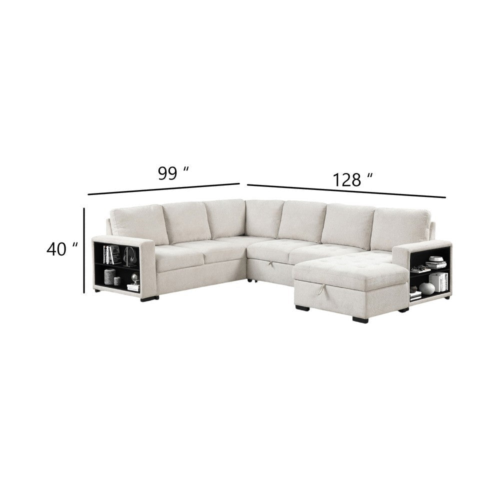 Stila Sleeper Sectional Sofa w Storage Chaise | 128’’ Beige BM342638