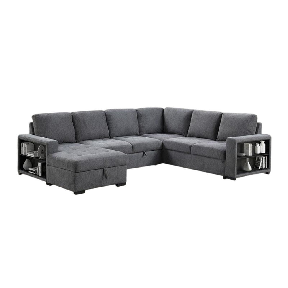 Stila Sleeper Sectional Sofa w Storage Chaise | 128’’ Dark Gray BM342639