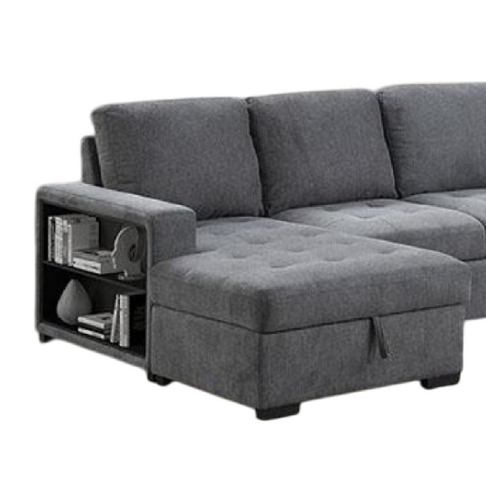 Stila Sleeper Sectional Sofa w Storage Chaise | 128’’ Dark Gray BM342639