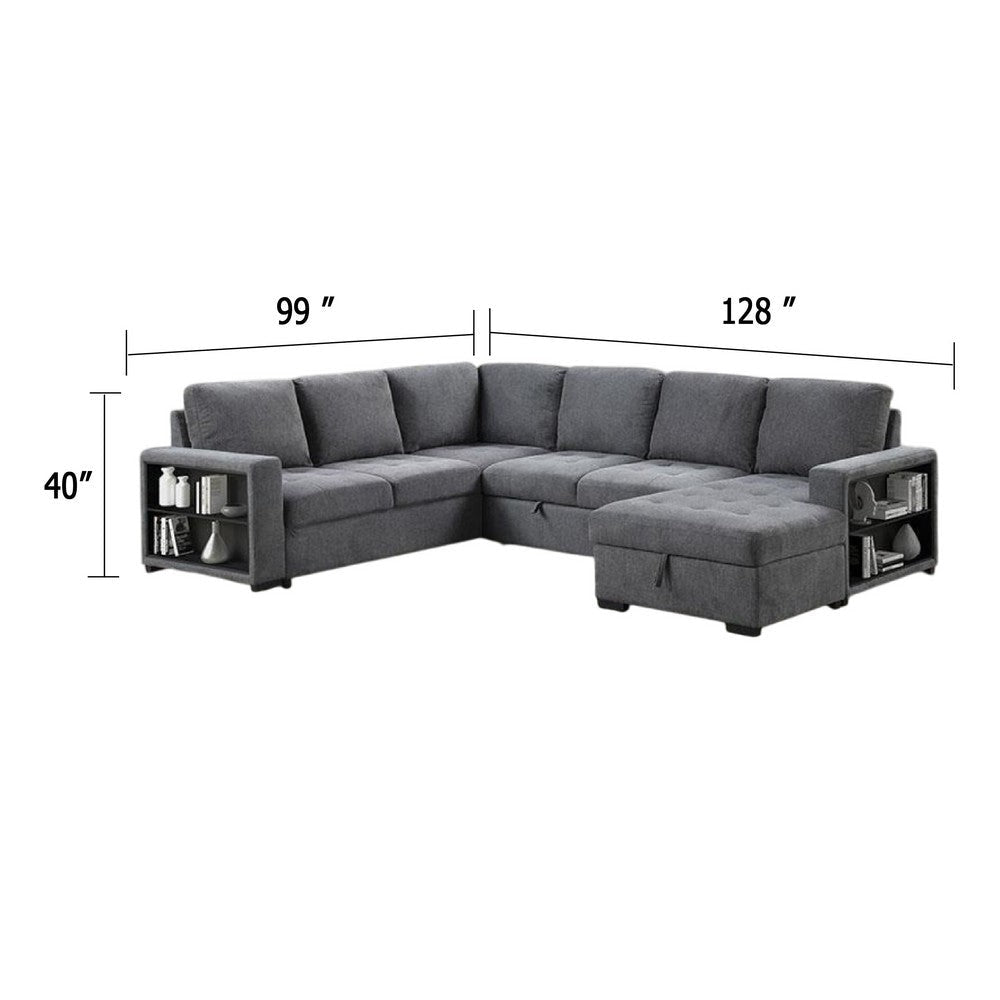 Stila Sleeper Sectional Sofa w Storage Chaise | 128’’ Dark Gray BM342639