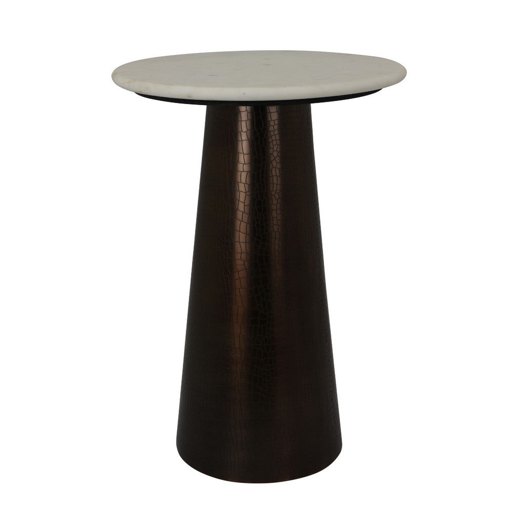 Plant Stand Accent Table | Bronze Metal | White Marble Top | 23"