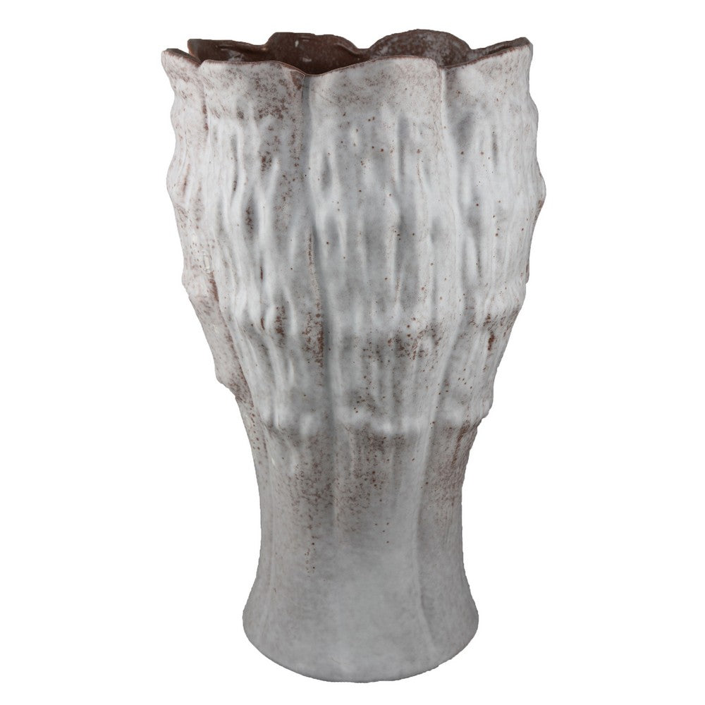 Decorative Vase | Gray Ceramic | Rustic Weathered Finish | 23" Tall