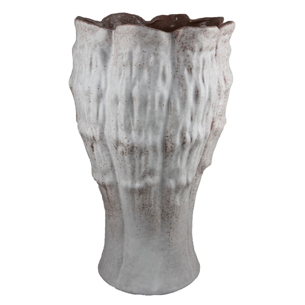 Decorative Vase | Gray Ceramic | Rustic Weathered Finish | 23" Tall
