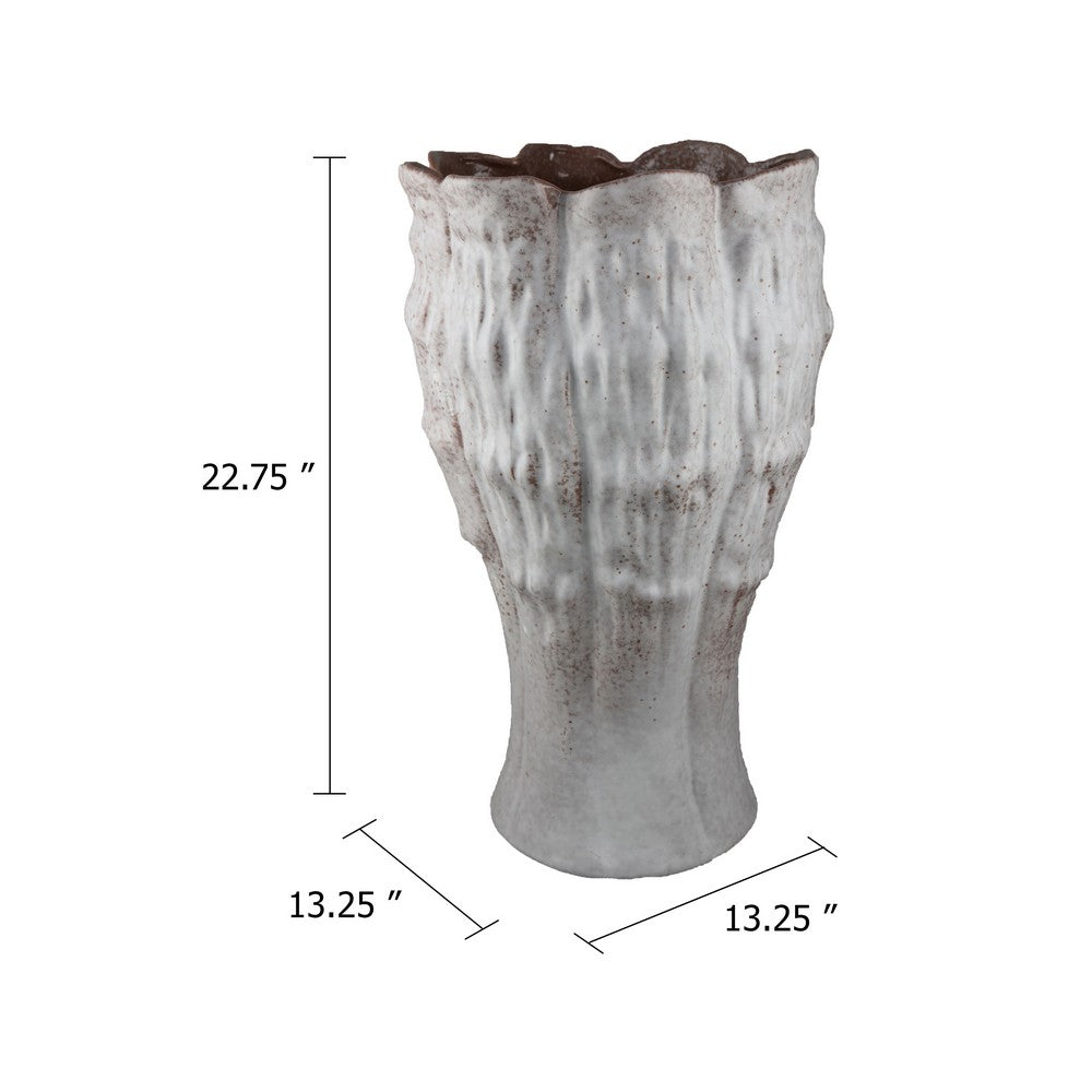Decorative Vase | Gray Ceramic | Rustic Weathered Finish | 23" Tall